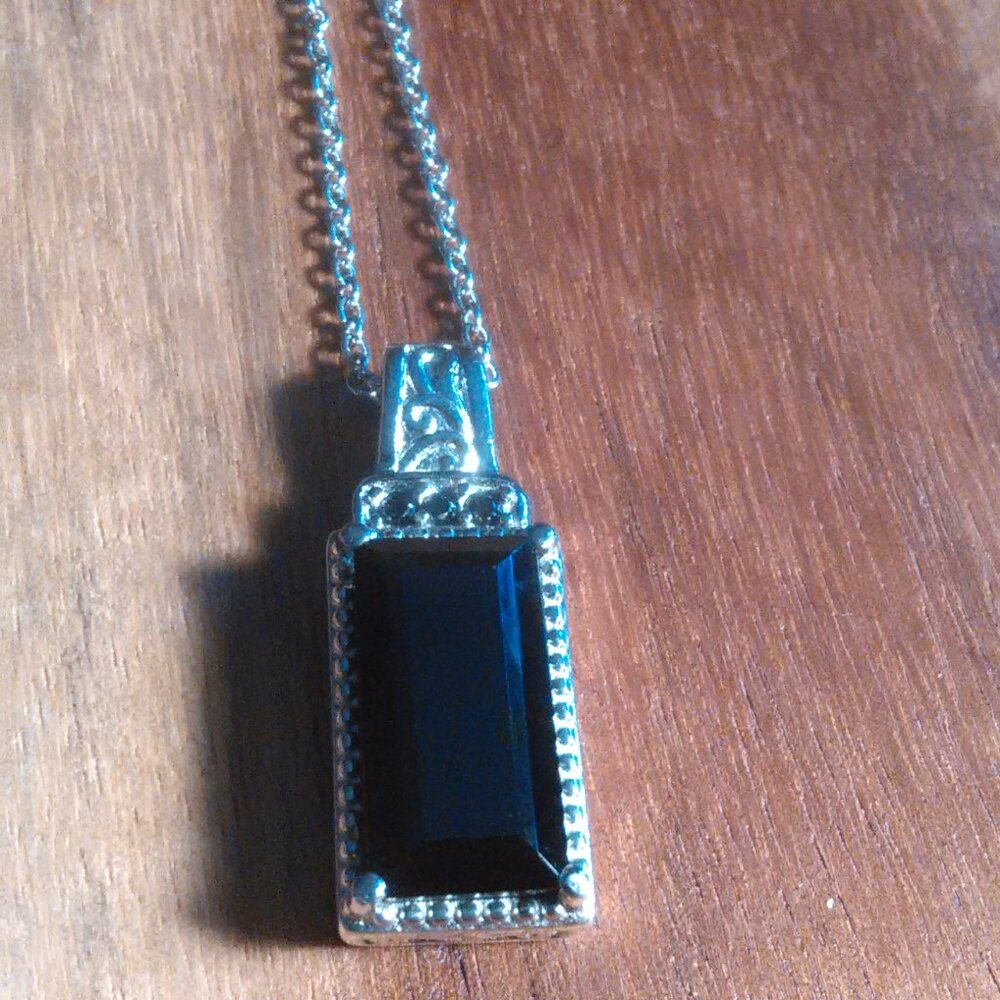 Thai Black Spinel Stainless Steel Necklace